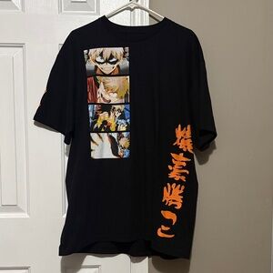 Anime Graphic Black Tee with Orange Details Katsuki Bakugo size XL